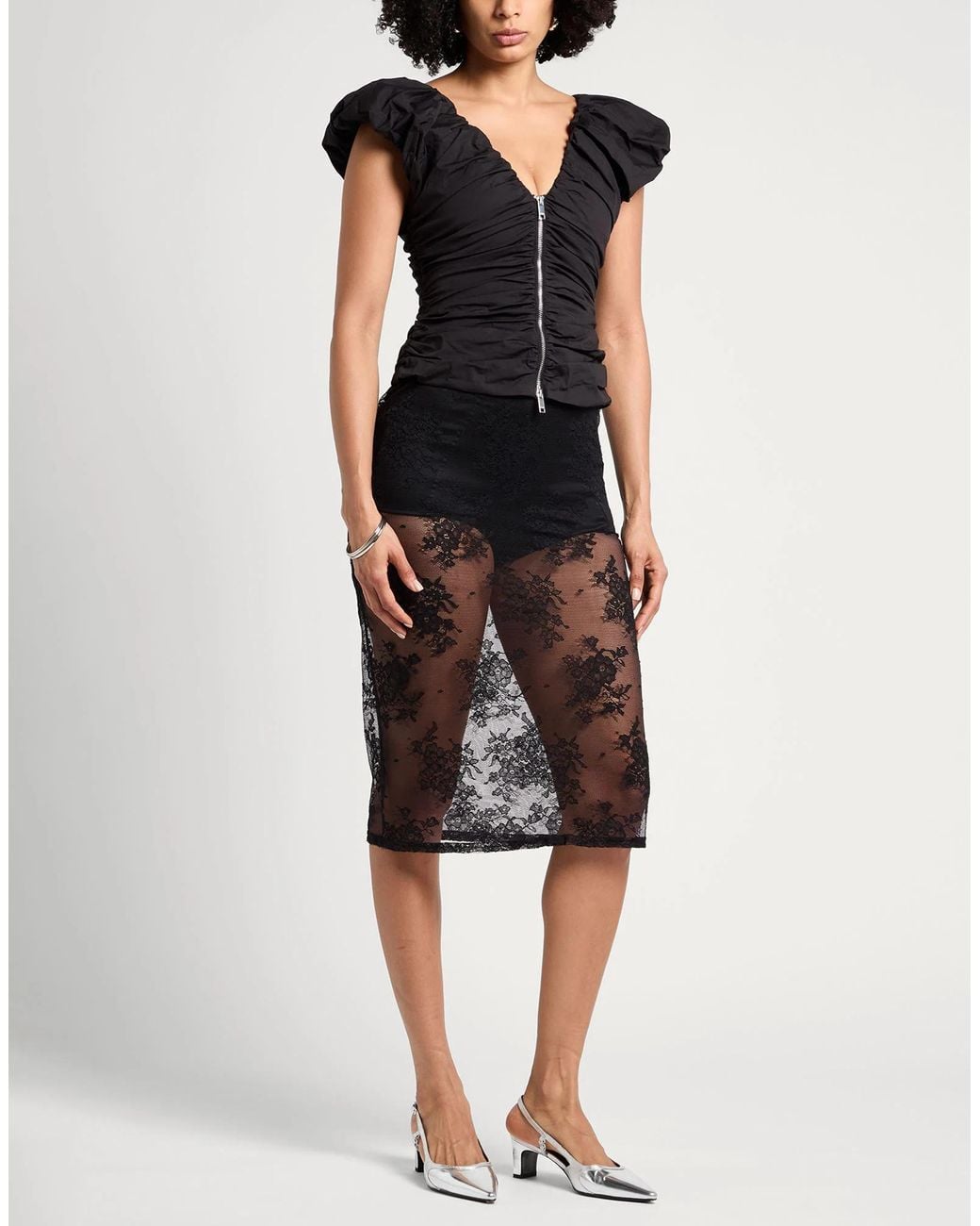 Ganni Black Sleeveless V-Neck Top
