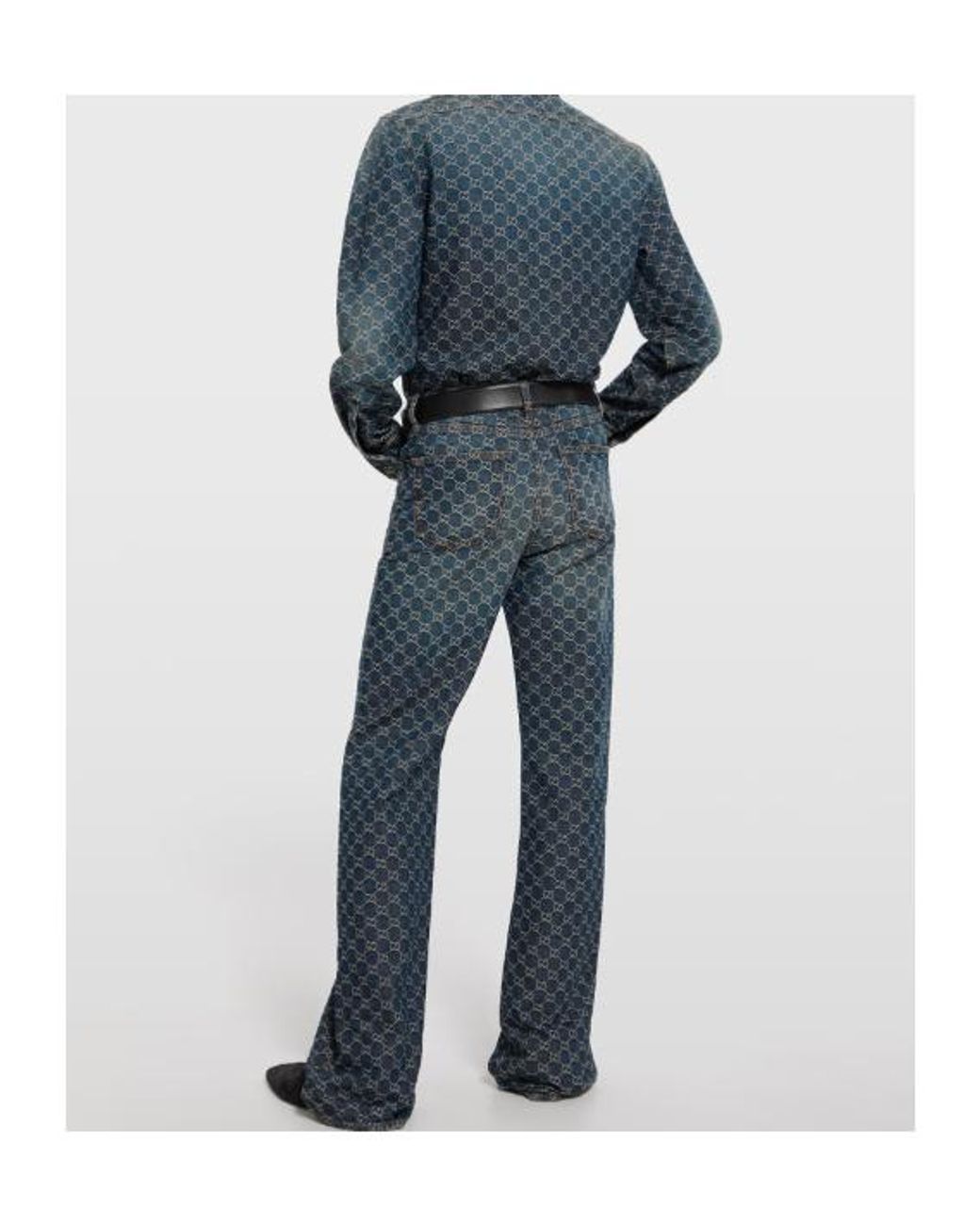 Gucci Blue Gg Denim Jacquard Shirt for men