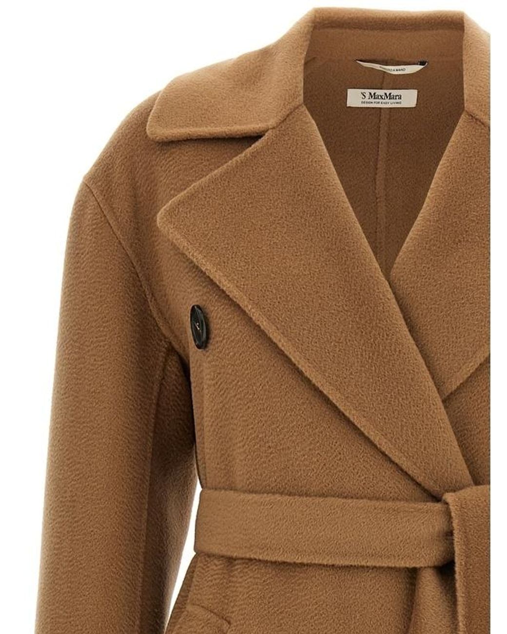 Max Mara Brown 'S Dalila Double-Breasted Belted Coat