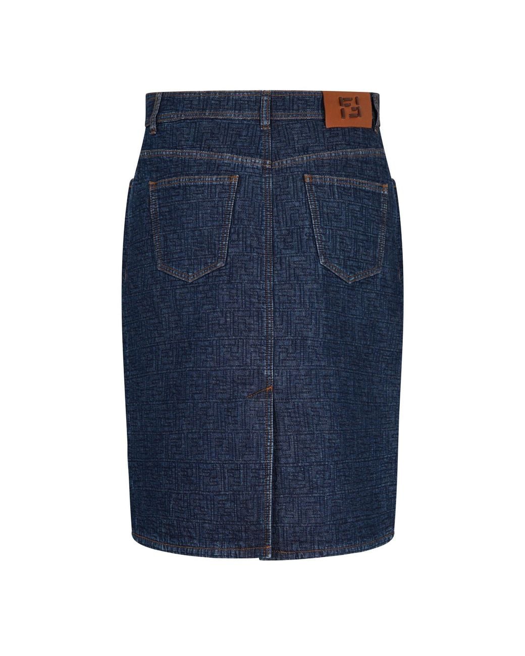 Fendi Blue Ff Denim Skirt Ld62