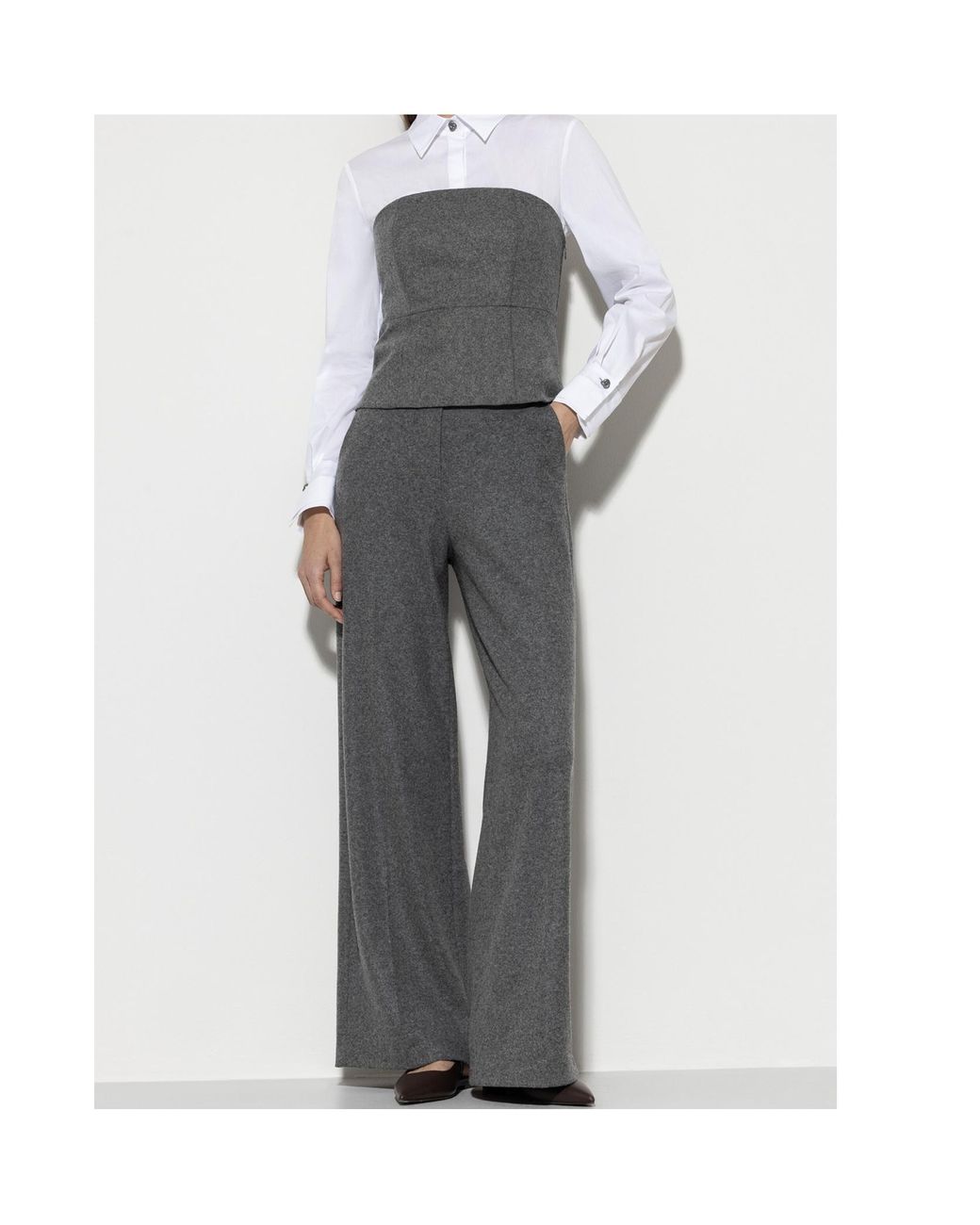 Luisa Cerano Gray Belt-Loop Casual Pants