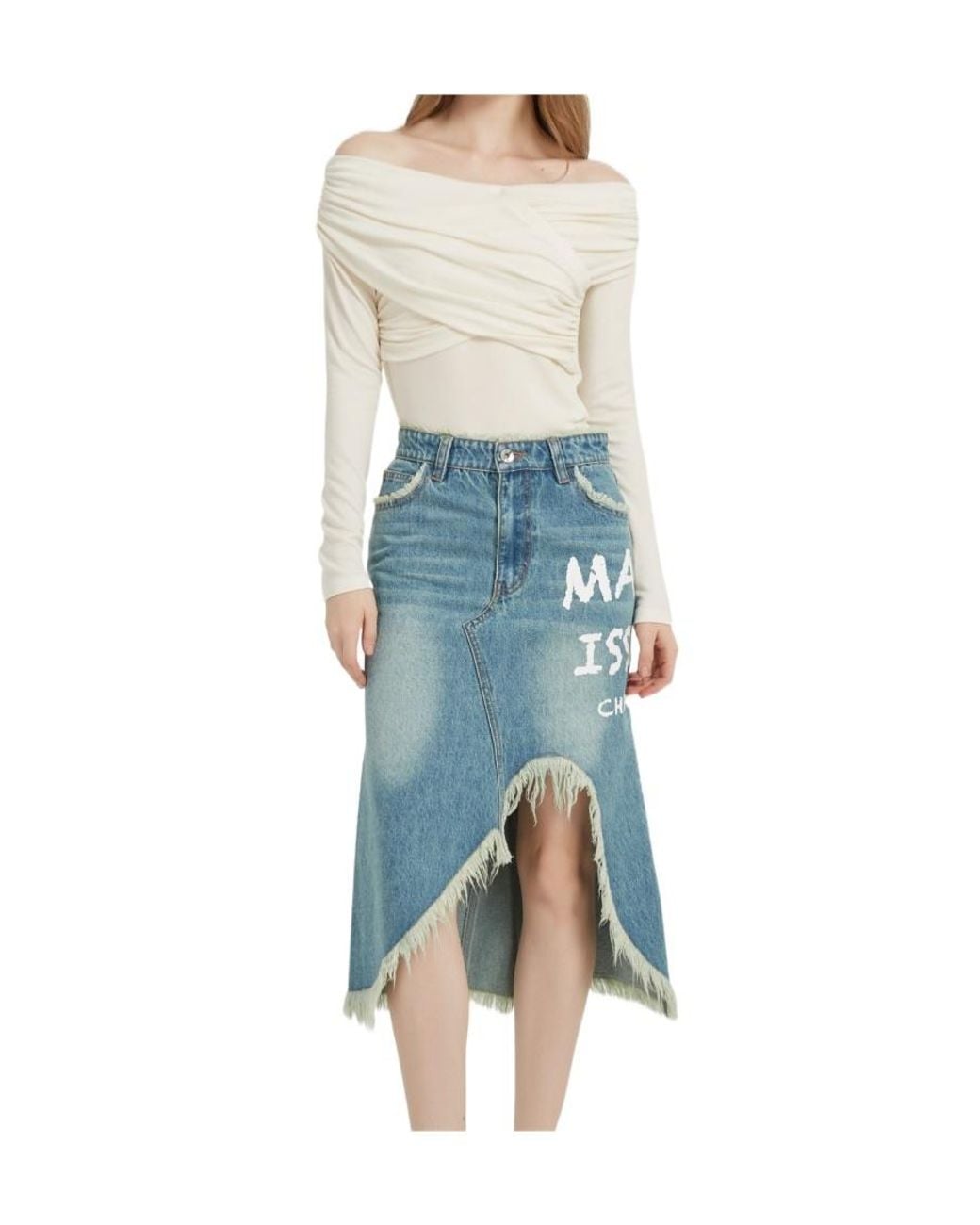 Marissa Chiara White Stacked Collar Long-Sleeved Bottoming Shirt