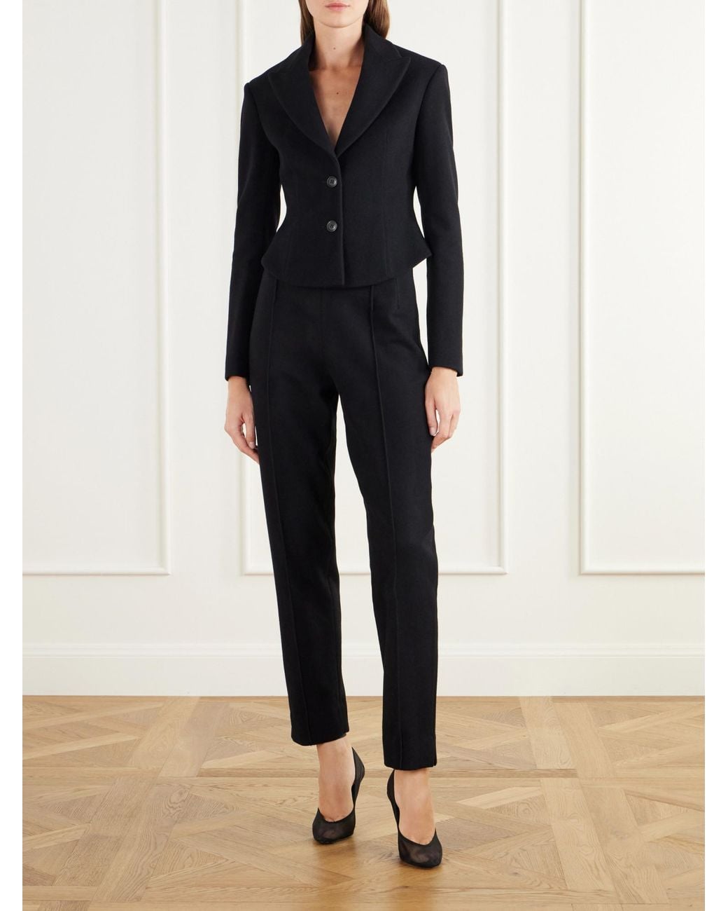Alaïa Black Cropped Wool-Felt Blazer