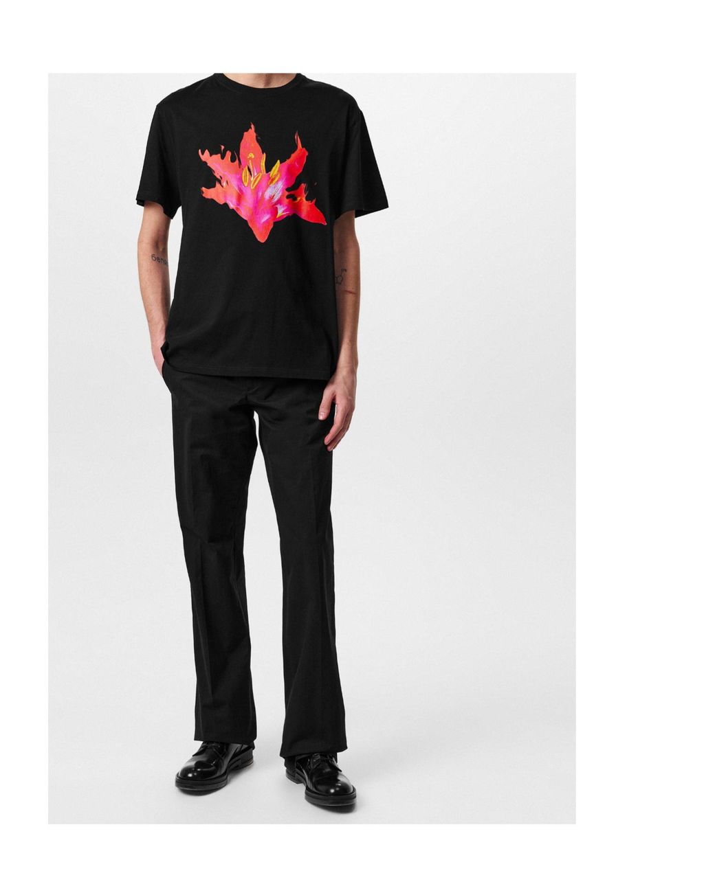 McQueen Black Crew Neck Short Sleeve Tee for men