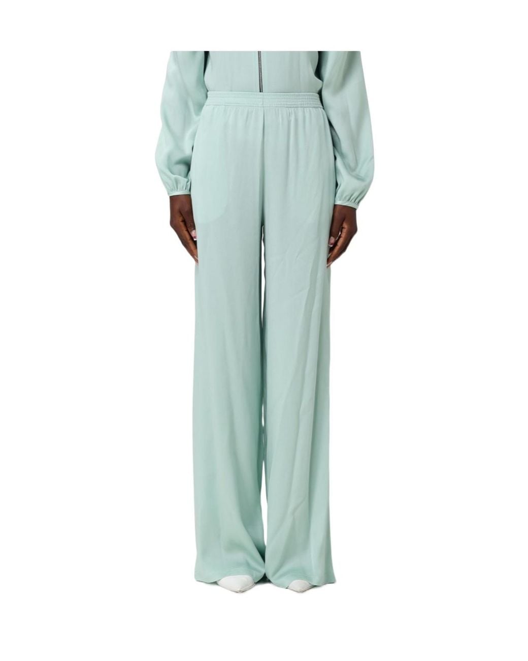 Fabiana Filippi Green Pleated Wide-Leg Trousers