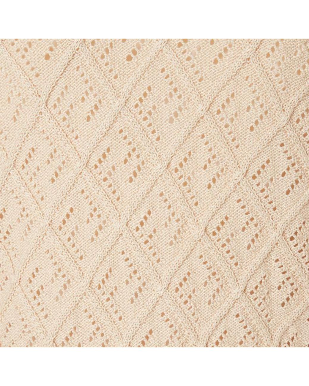 Fendi Natural Argyle Motif Openwork Cardigan