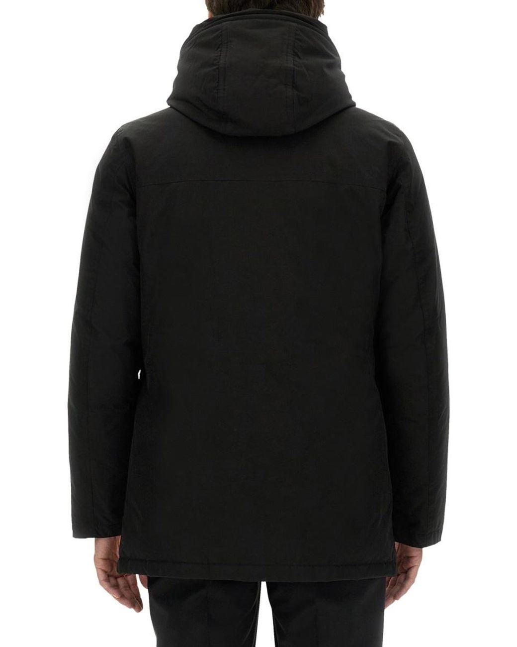 Woolrich Black Hooded Padded Coat for men