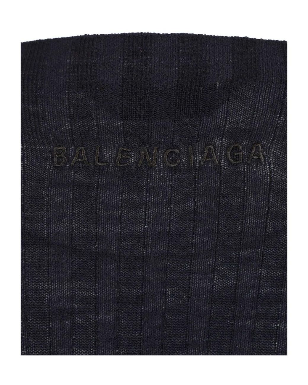 Balenciaga Blue Crewneck Ribbed-Knit Jumper