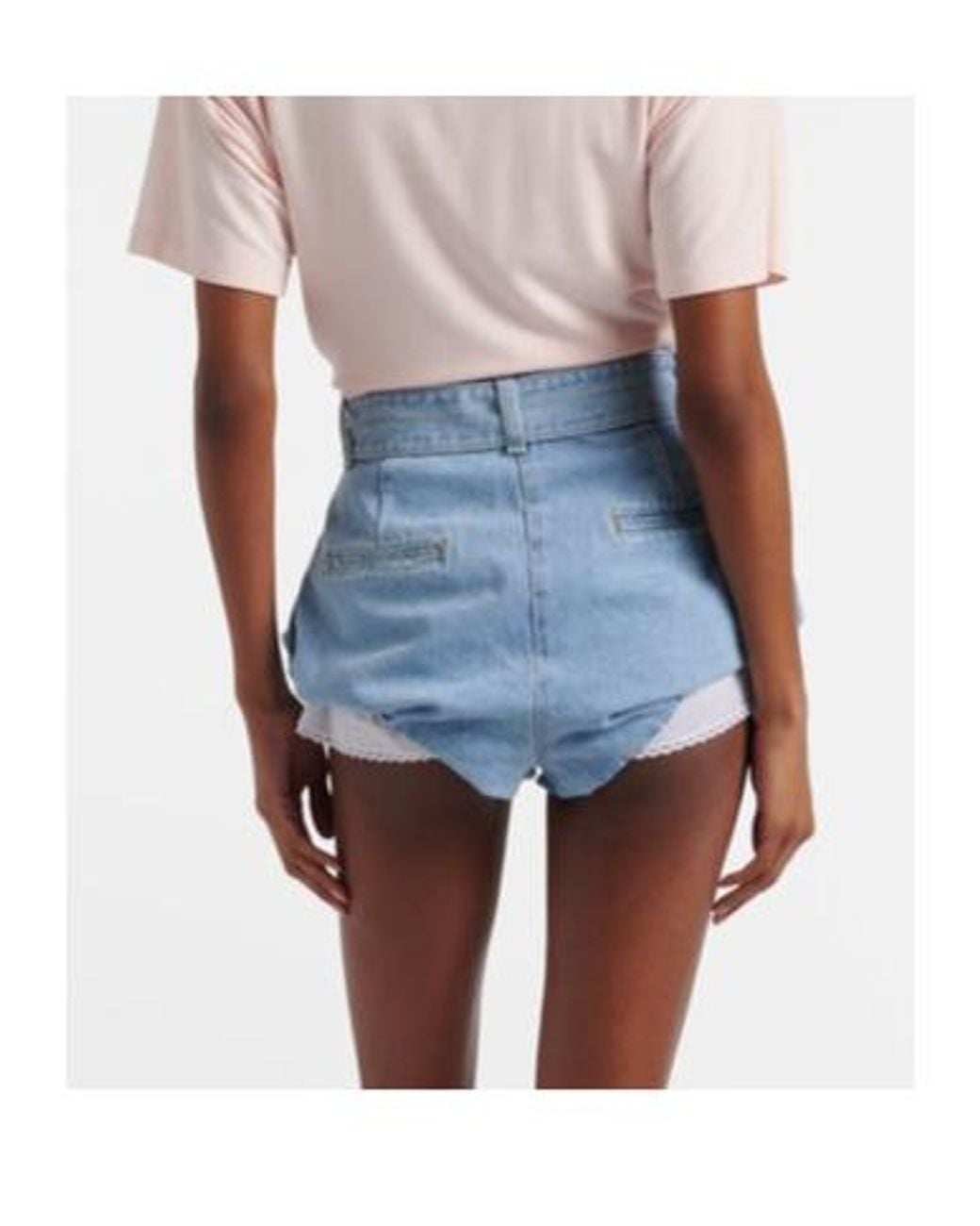 Magda Butrym Blue Belted High-Rise Denim Shorts