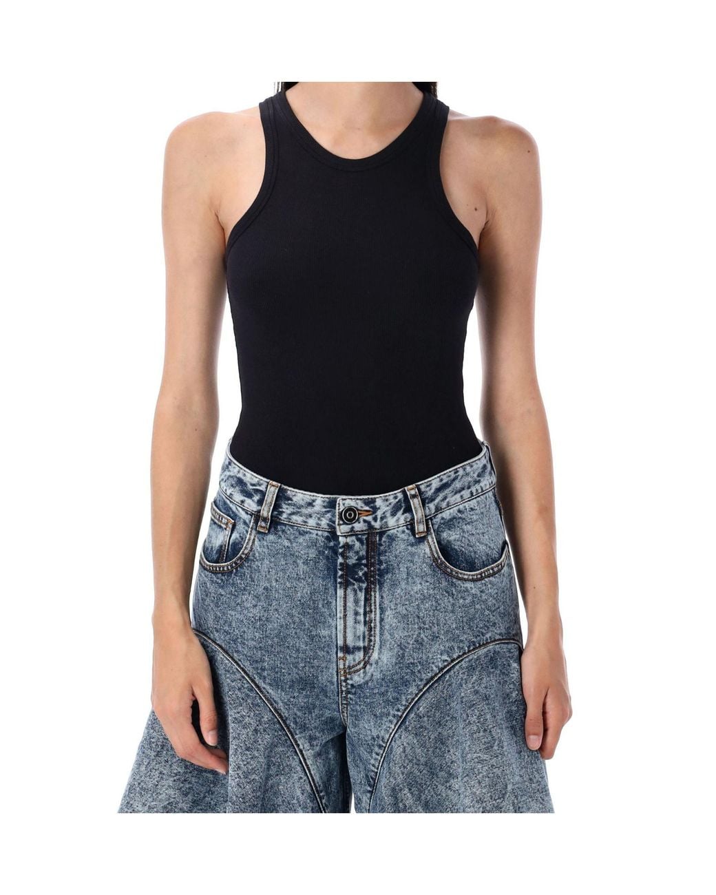 Alaïa Black Ribbed Tank Bodysuit