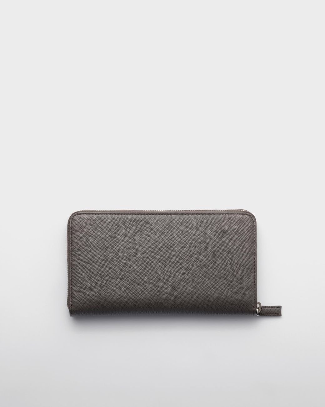 Prada Gray Saffiano Leather Zip Around Wallet for men