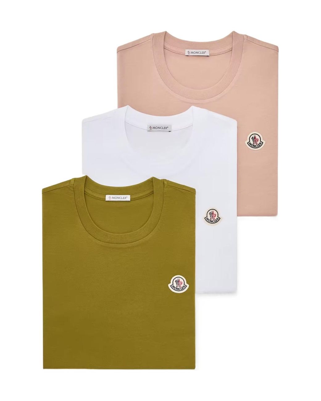 Moncler White Logo Patch Cotton T-Shirt (Pack Of Three)