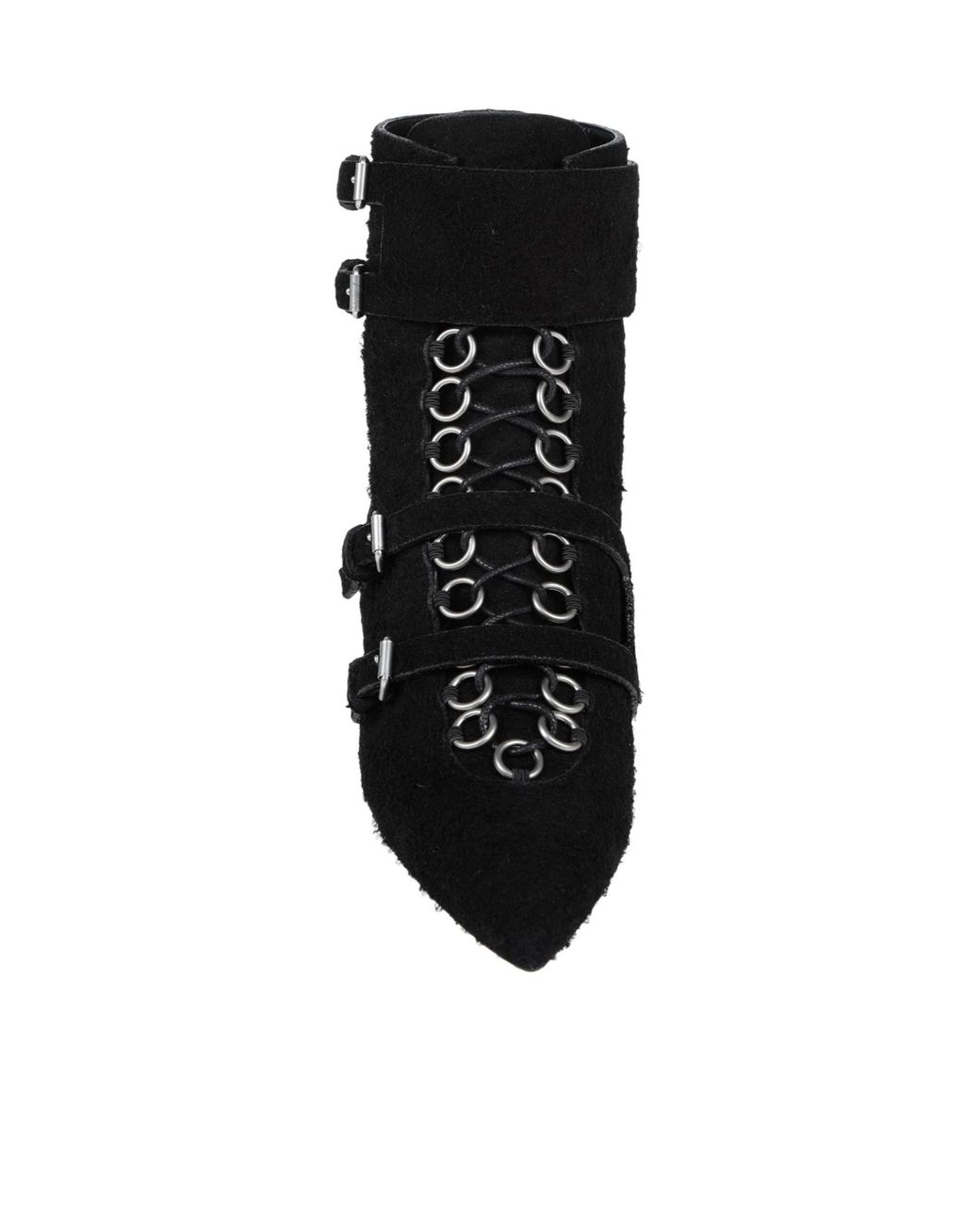 Saint Laurent Black Pointed-Toe Lace-Up Ankle Boots