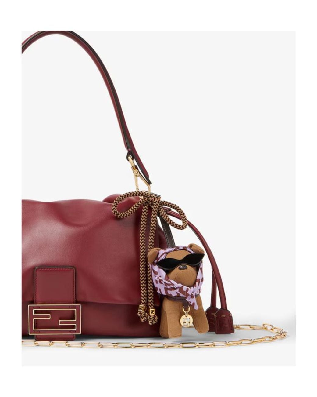 Fendi White Fabric Charm With Ff Foulard