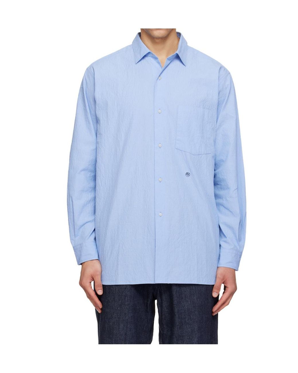 Nanamica Blue Cotton Blend Poplin Shirt for men