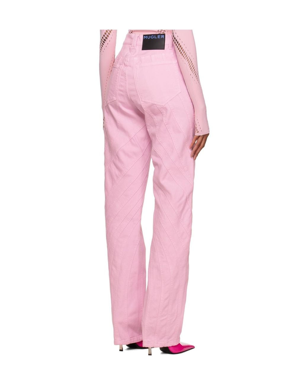 Mugler Pink Belt-Loop Jeans