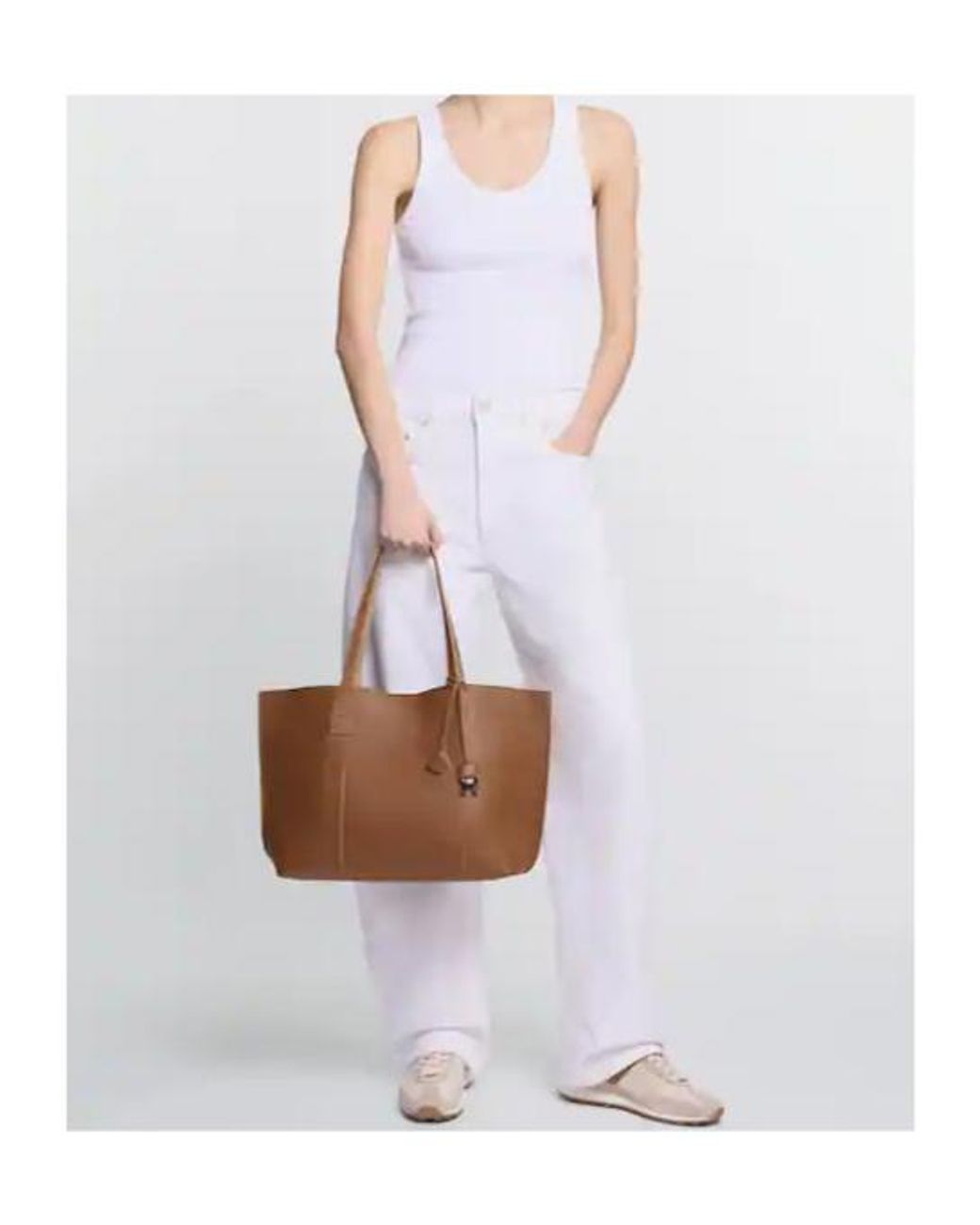 Hogan Brown Hanging Accent Script Top Handle Bag