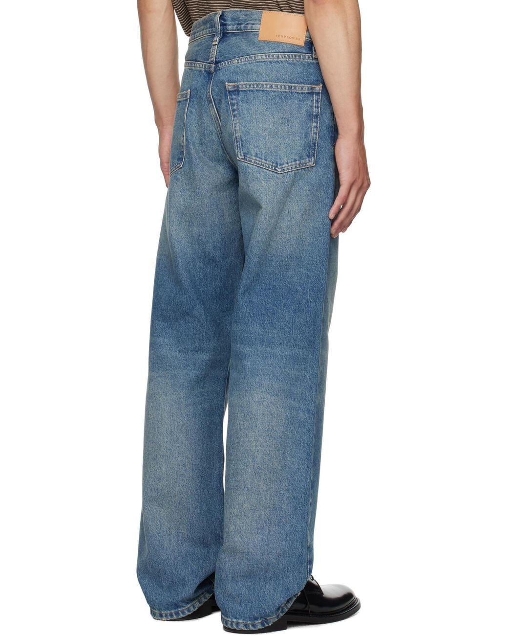 sunflower Blue Logo Patch Wide-Leg Jeans for men