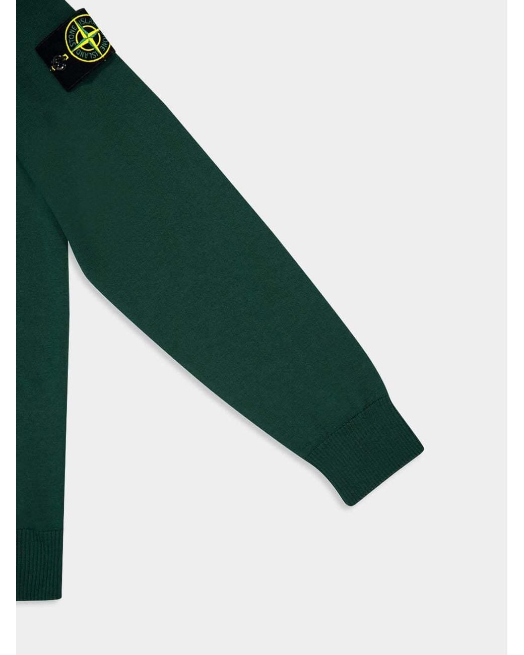 Stone Island Green Logo Patch Crewneck Jumper for men