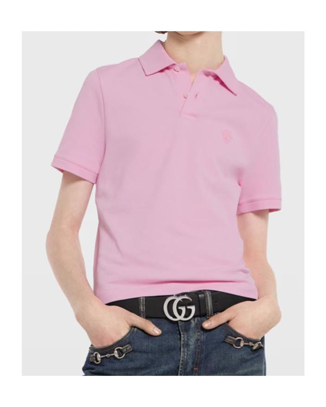 Gucci Pink Cotton Piquet Polo Shirt With Embroidery for men