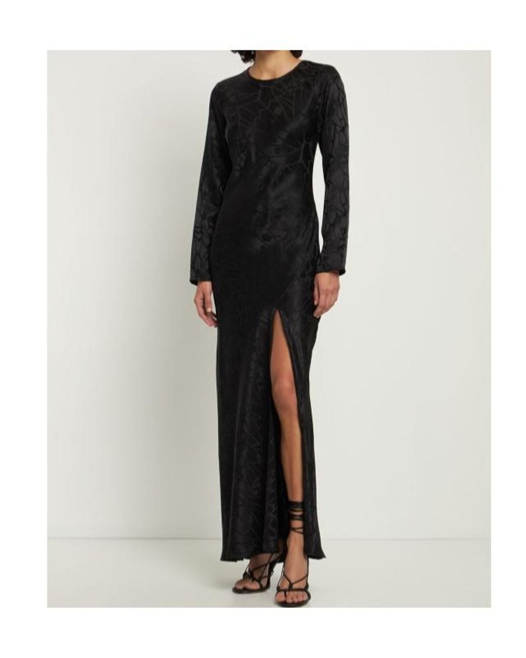 Anine Bing Black Freja Silk Jacquard Long Dress