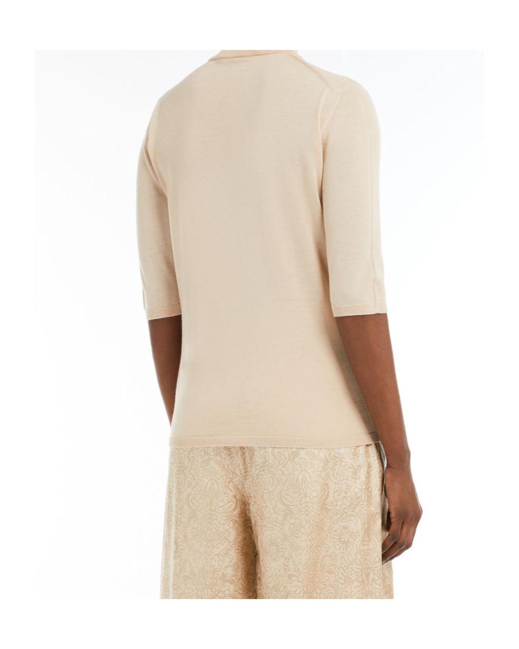 Max Mara Natural Cecina High Neck Half-Sleeved Jumper