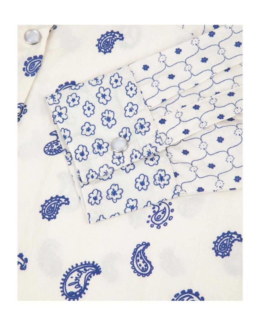 Maison Labiche White Paisley-Print Patch-Detail Shirt