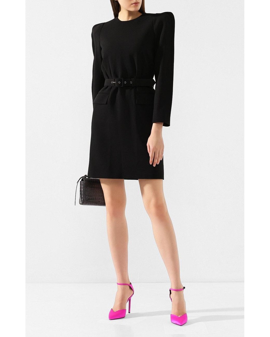 Givenchy Black Structured Belted Mini Dress