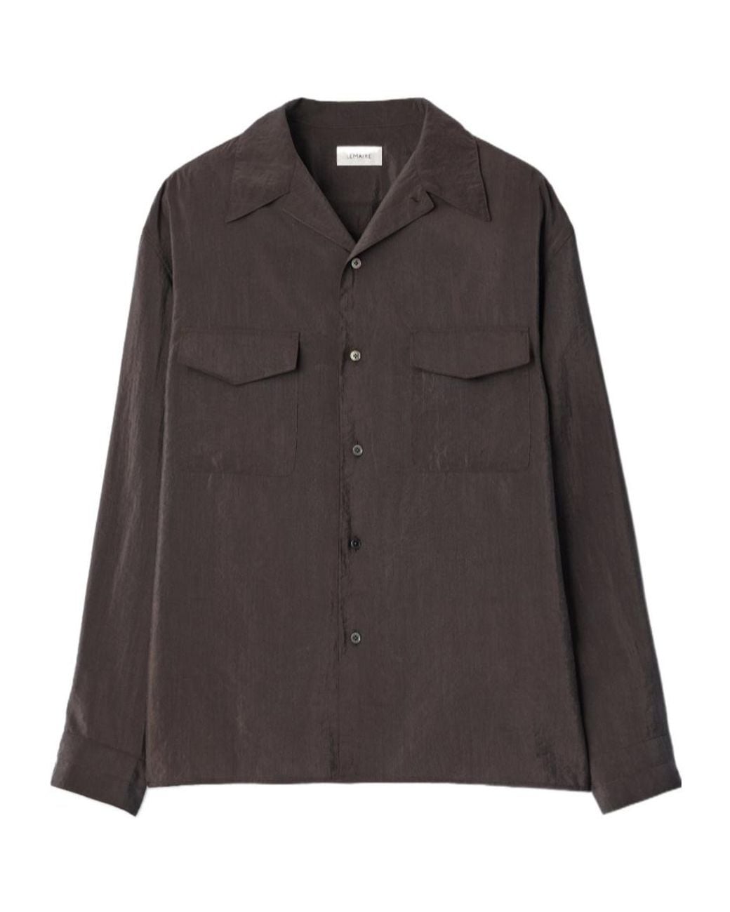 Lemaire Brown Convertible Collar Shirt for men
