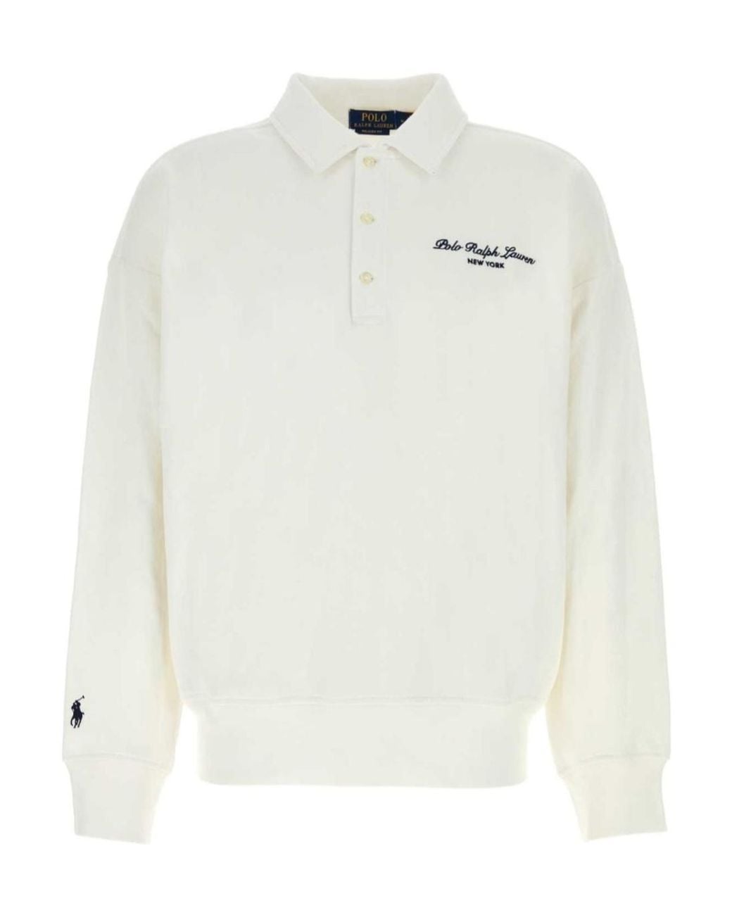 Polo Ralph Lauren White Logo Knit Polo Shirt for men