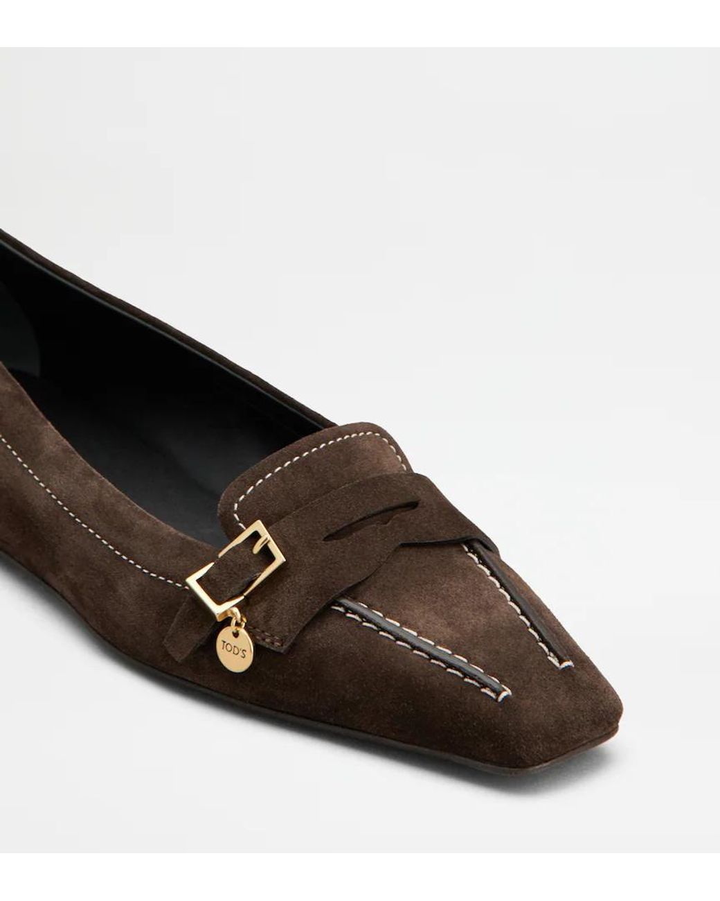 Tod's Brown Buckle-Detail Contrast-Stitch Loafers