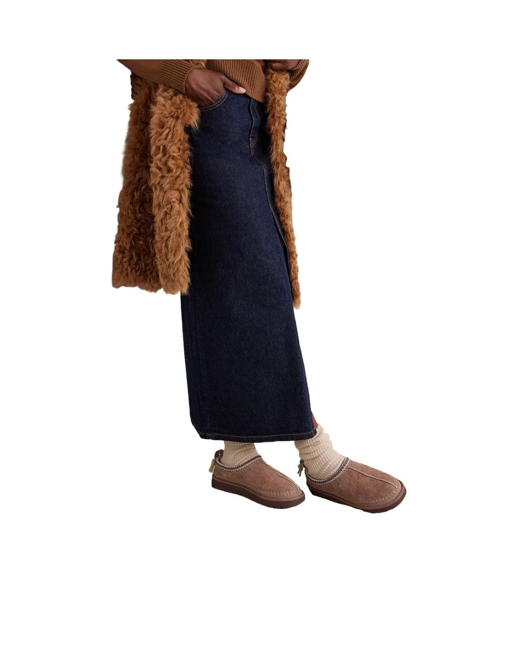 Ugg Brown Shearling-Lined Brushed-Suede Slippers