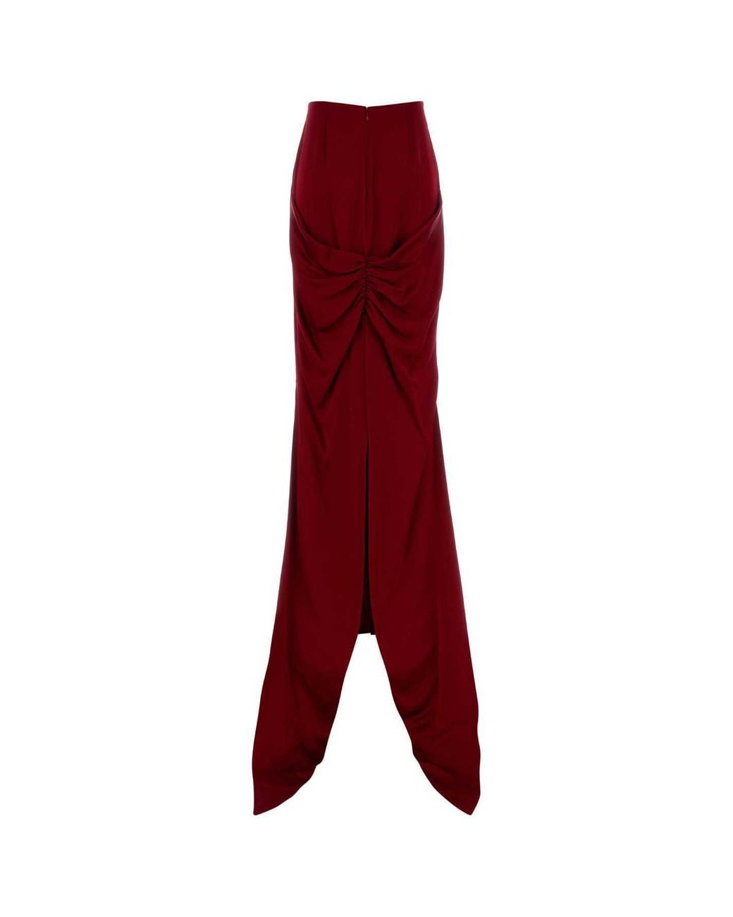 Valentino Red Draped High-Slit Skirt