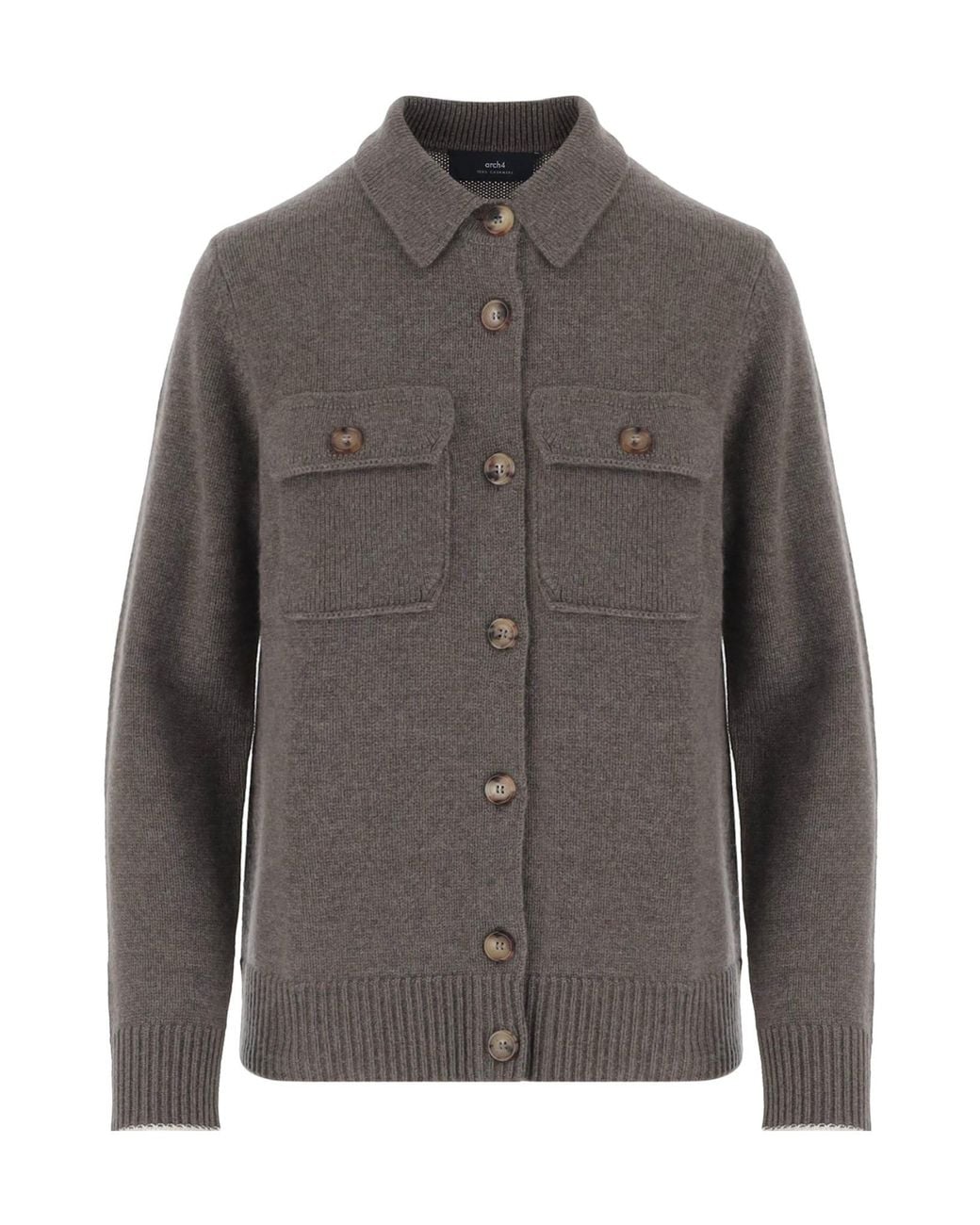 arch4 Gray Single-Breasted Knit Cardigan