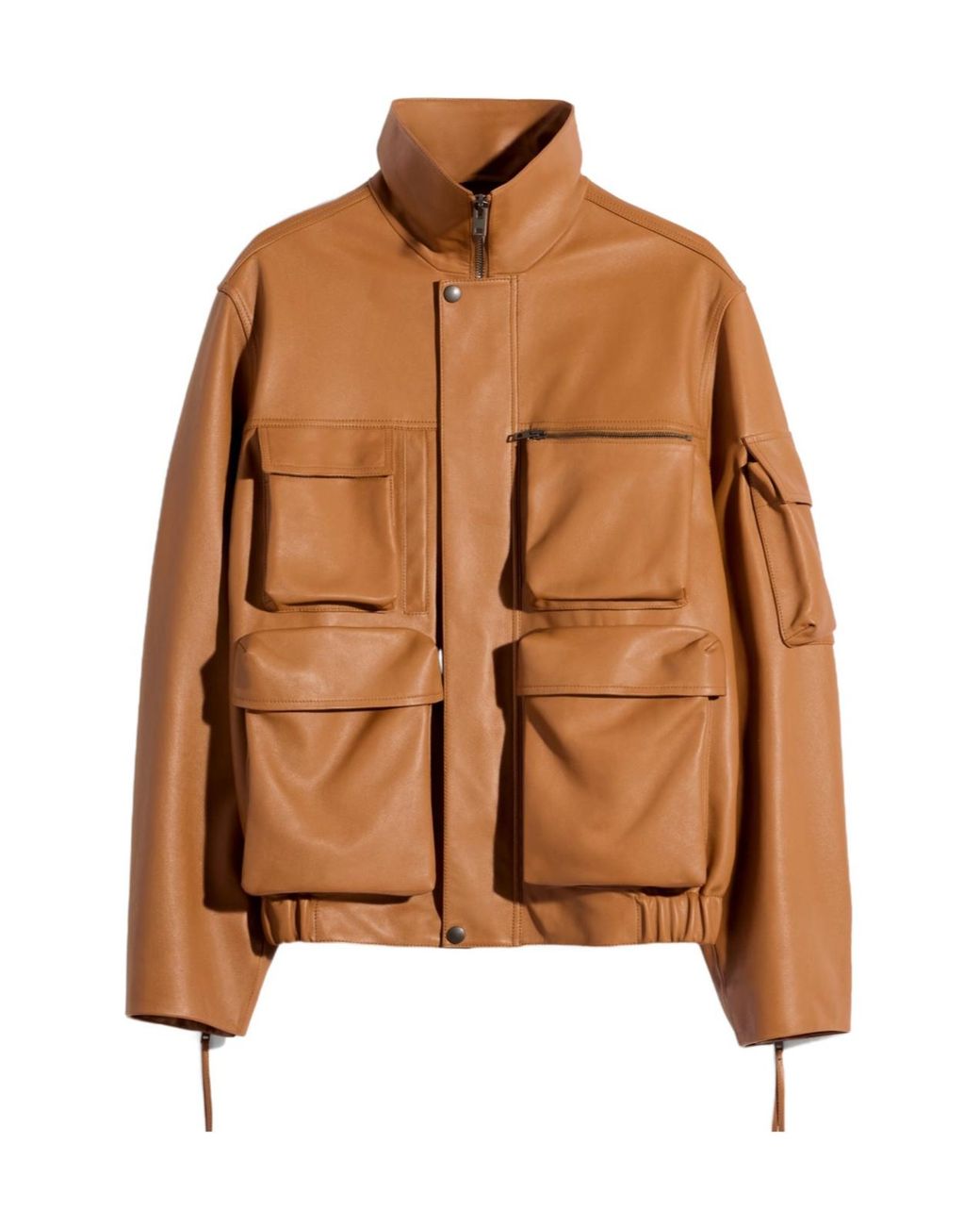 Lemaire Brown Multipocket Leather Jacket for men