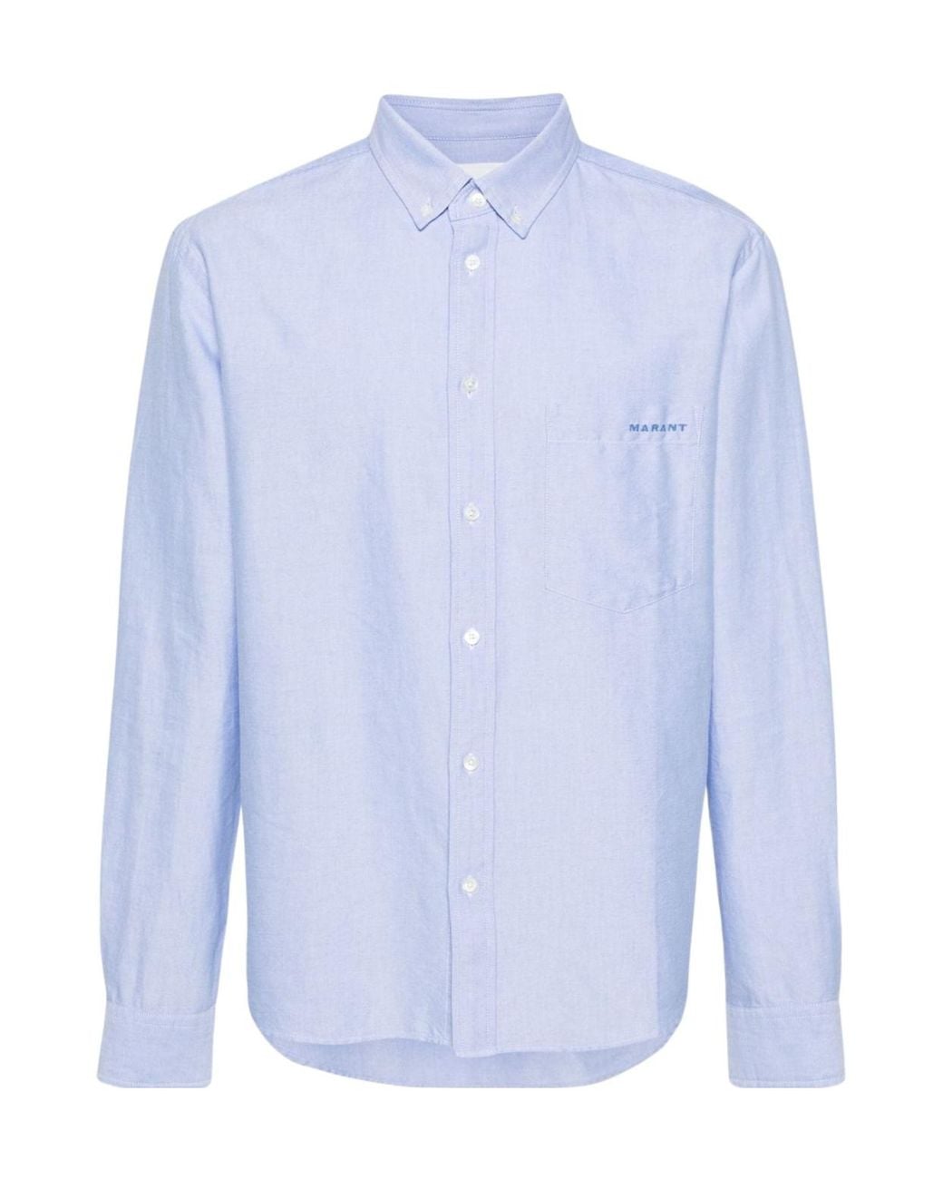 Isabel Marant Blue Jasolo Logo-Embroidered Buttoned Shirt for men