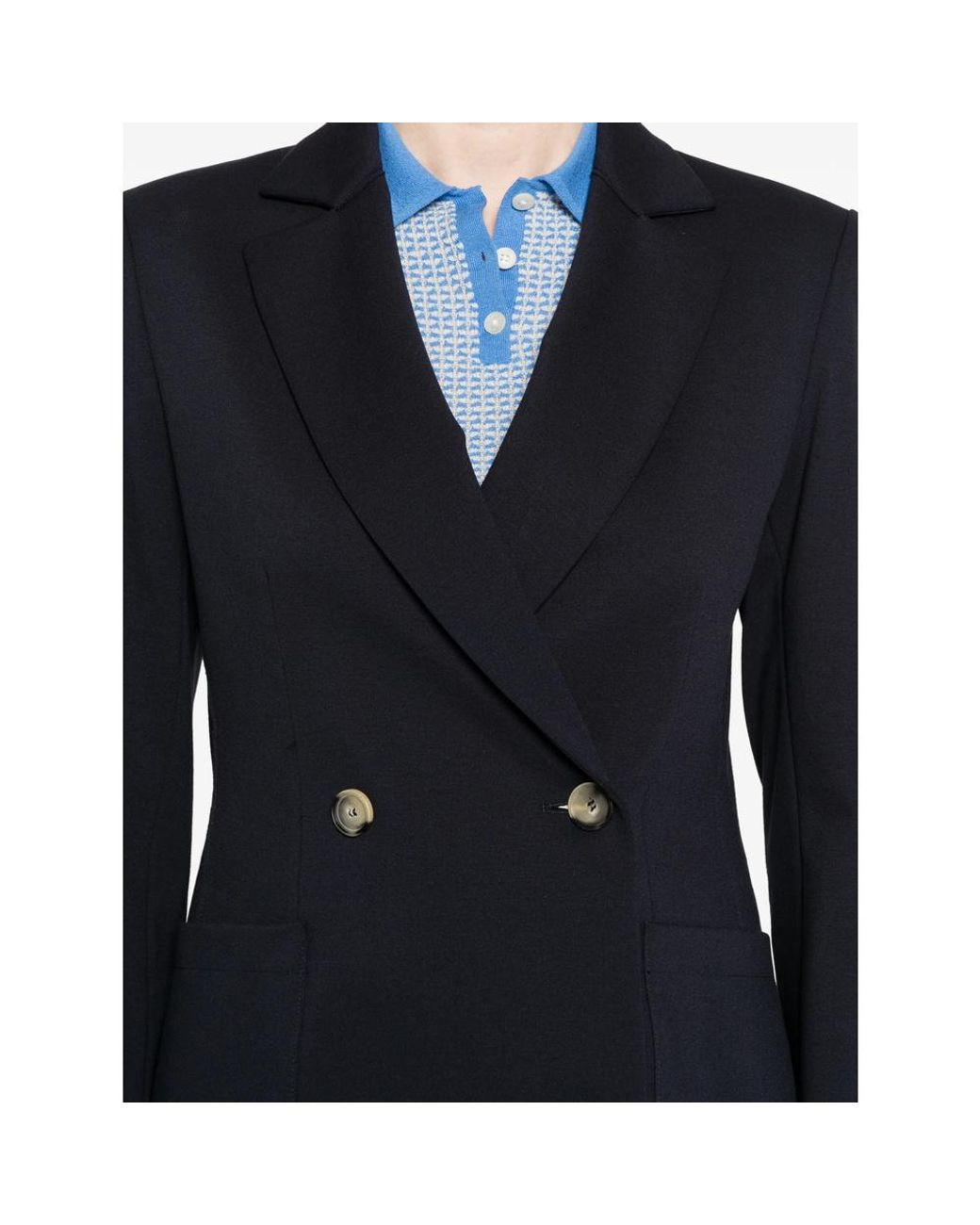 Harris Wharf London Blue Notched-Lapel Double-Breasted Blazer