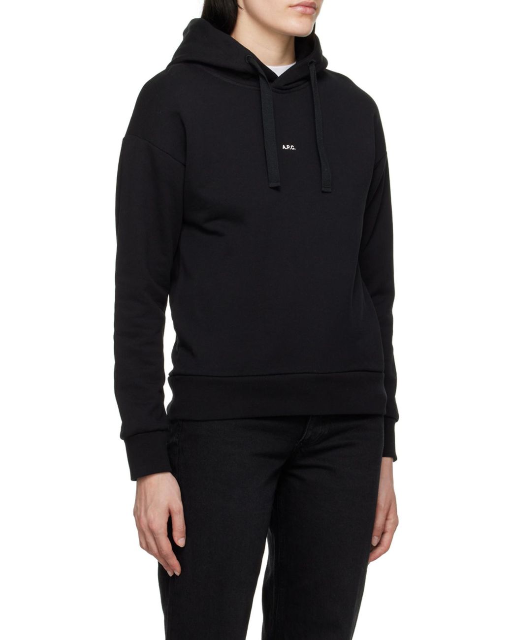 A.P.C. Black Logo Printed Drawstring Hoodie