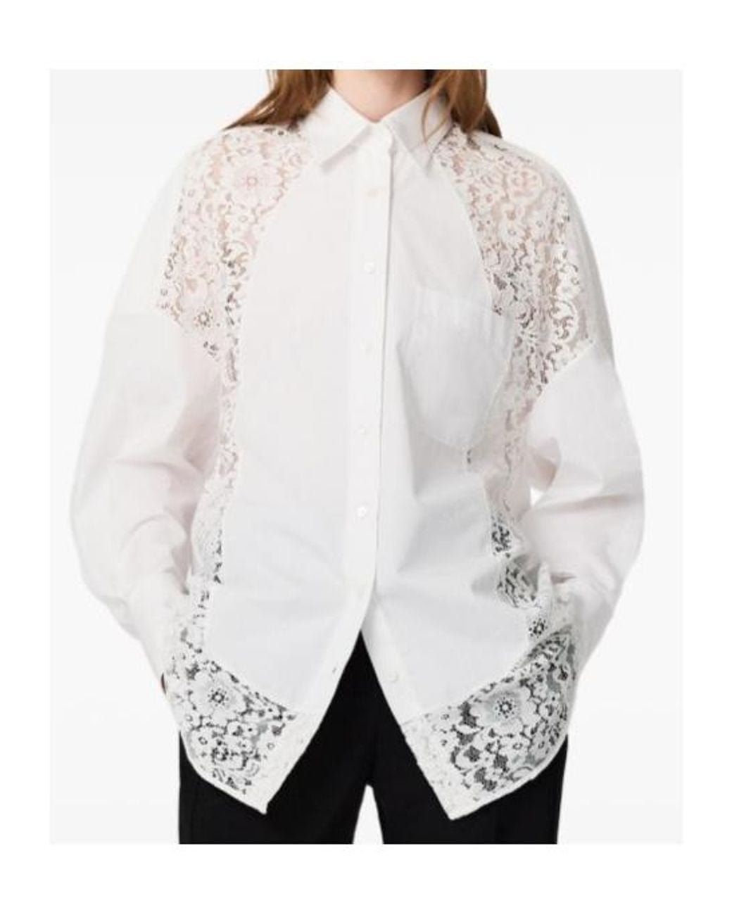 Stella McCartney White Lace-Panelled Cotton Shirt