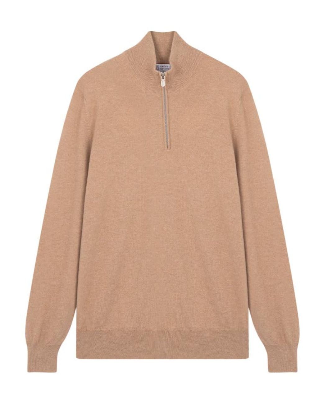 Brunello Cucinelli Pink Zip-Up Cashmere Sweater for men