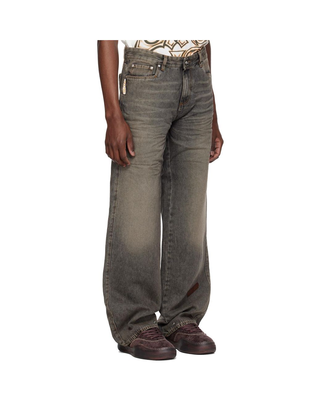 PDF CHANNEL Gray Pdf Relaxed Wide-Leg Jeans for men