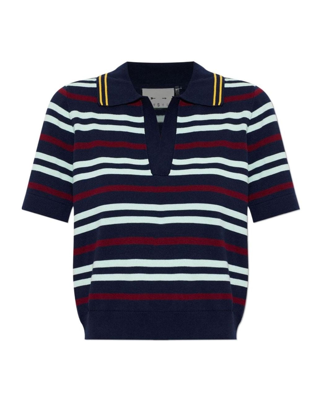 The Upside Blue Archie Striped Polo Top