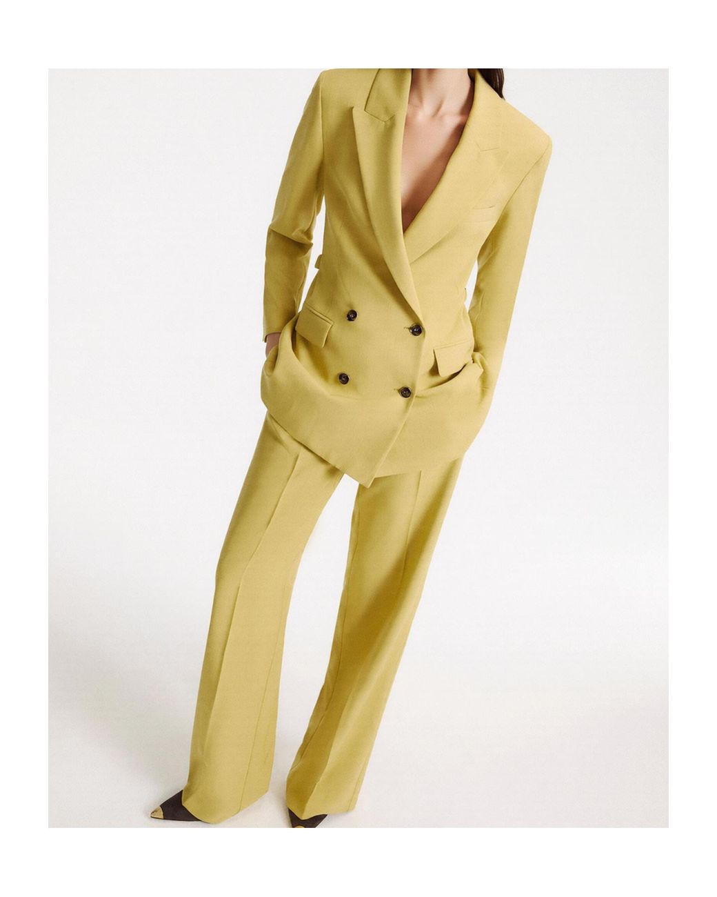 Marella Yellow Pleated Casual Trousers