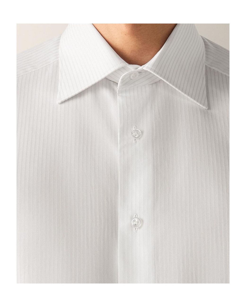 Zegna White Light And Structured Striped Centoventimila Cotton Shirt for men