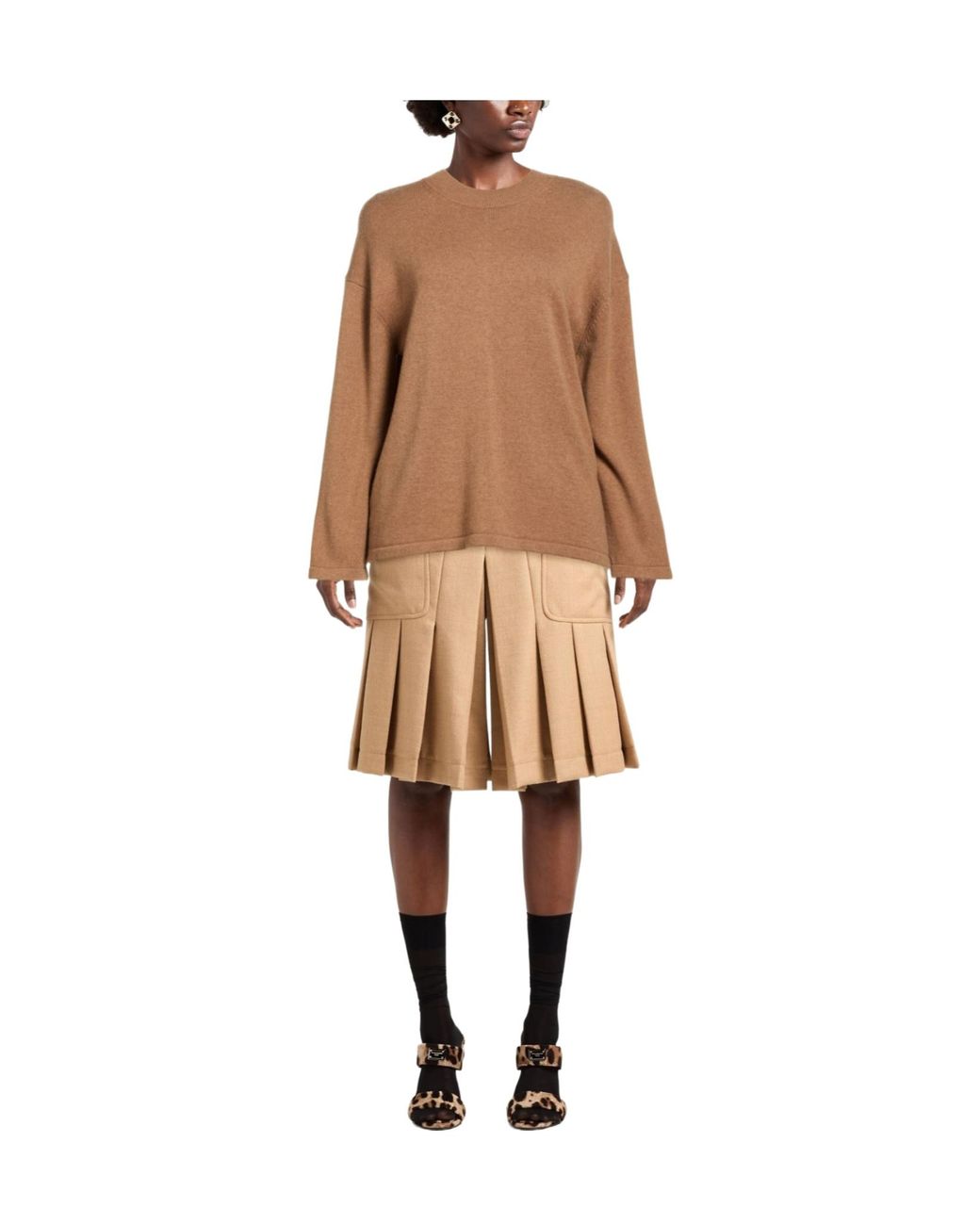 Max Mara Brown Crew-Neck Knit Sweater