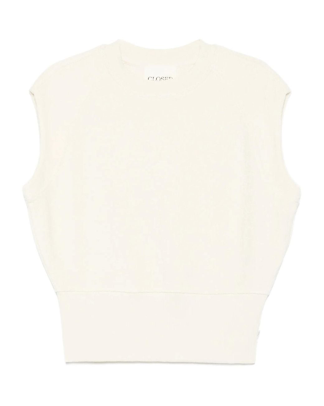Closed White Ribbed-Trim Vest
