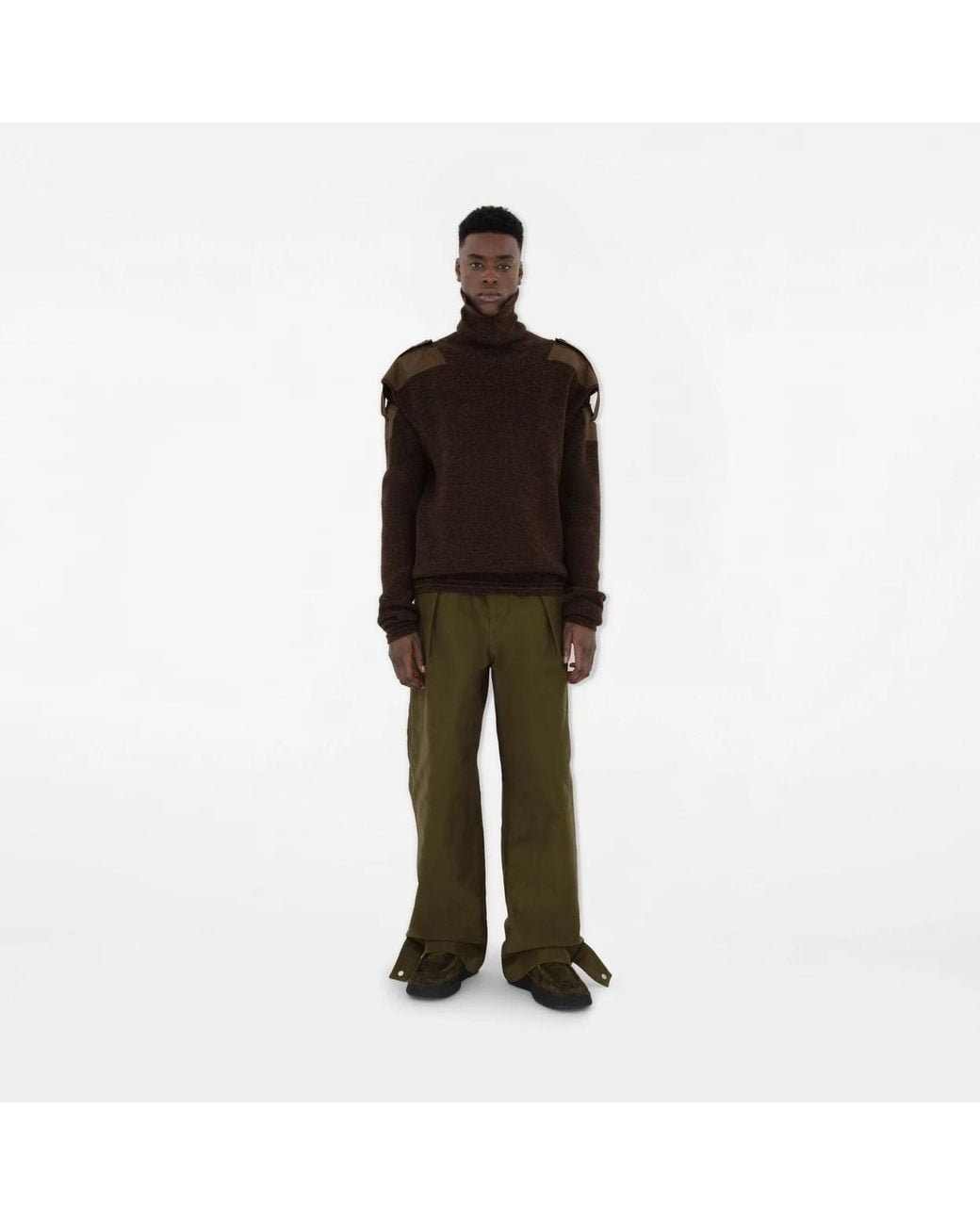 Burberry Black Detachable-Sleeve Roll-Neck Knitted Jumper for men