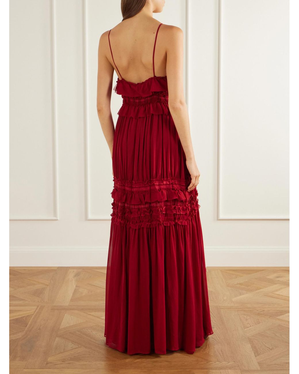 Ulla Johnson Red Lightweight Pleated Maxi Dress