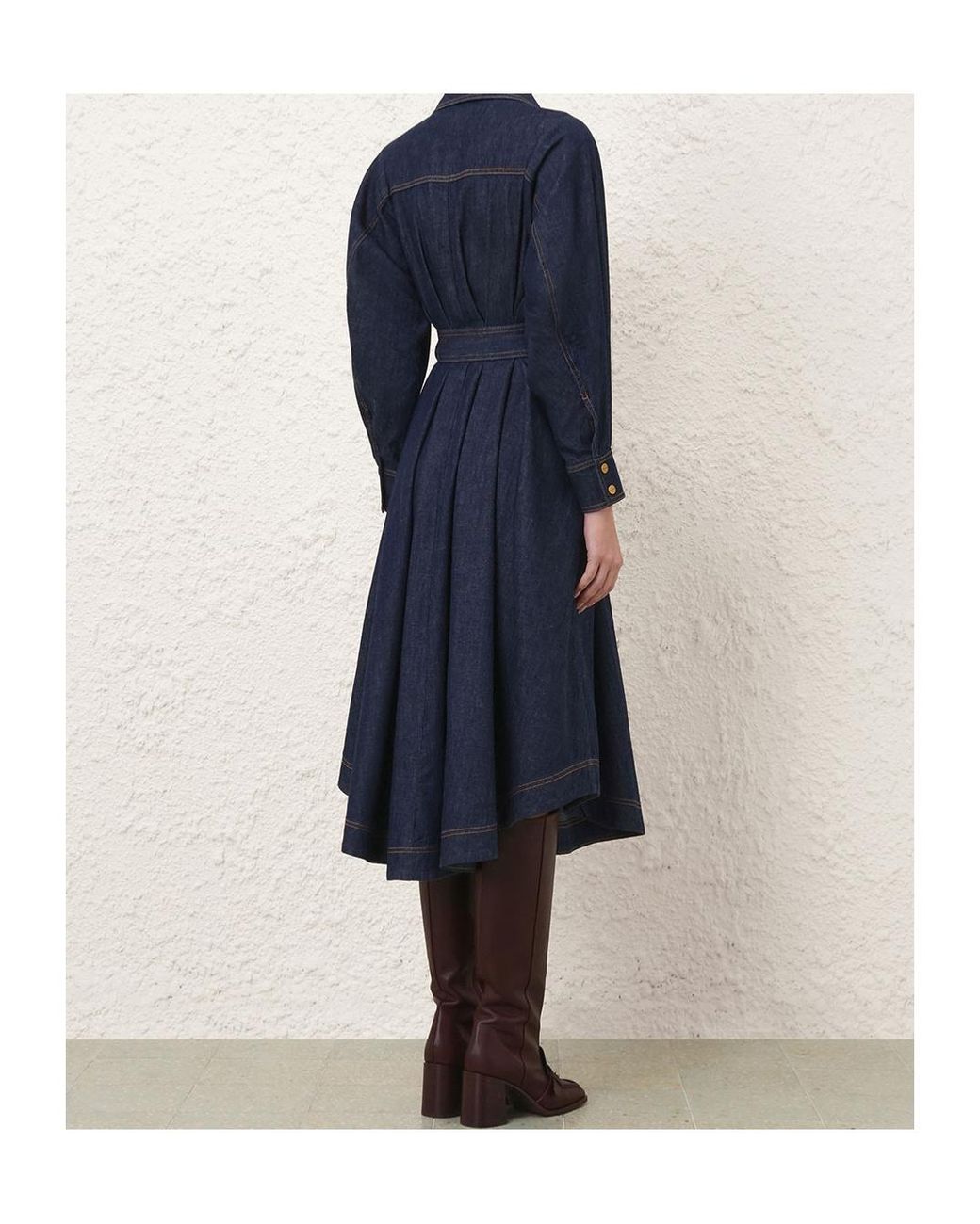 Zimmermann Blue Belted Denim Midi Dress
