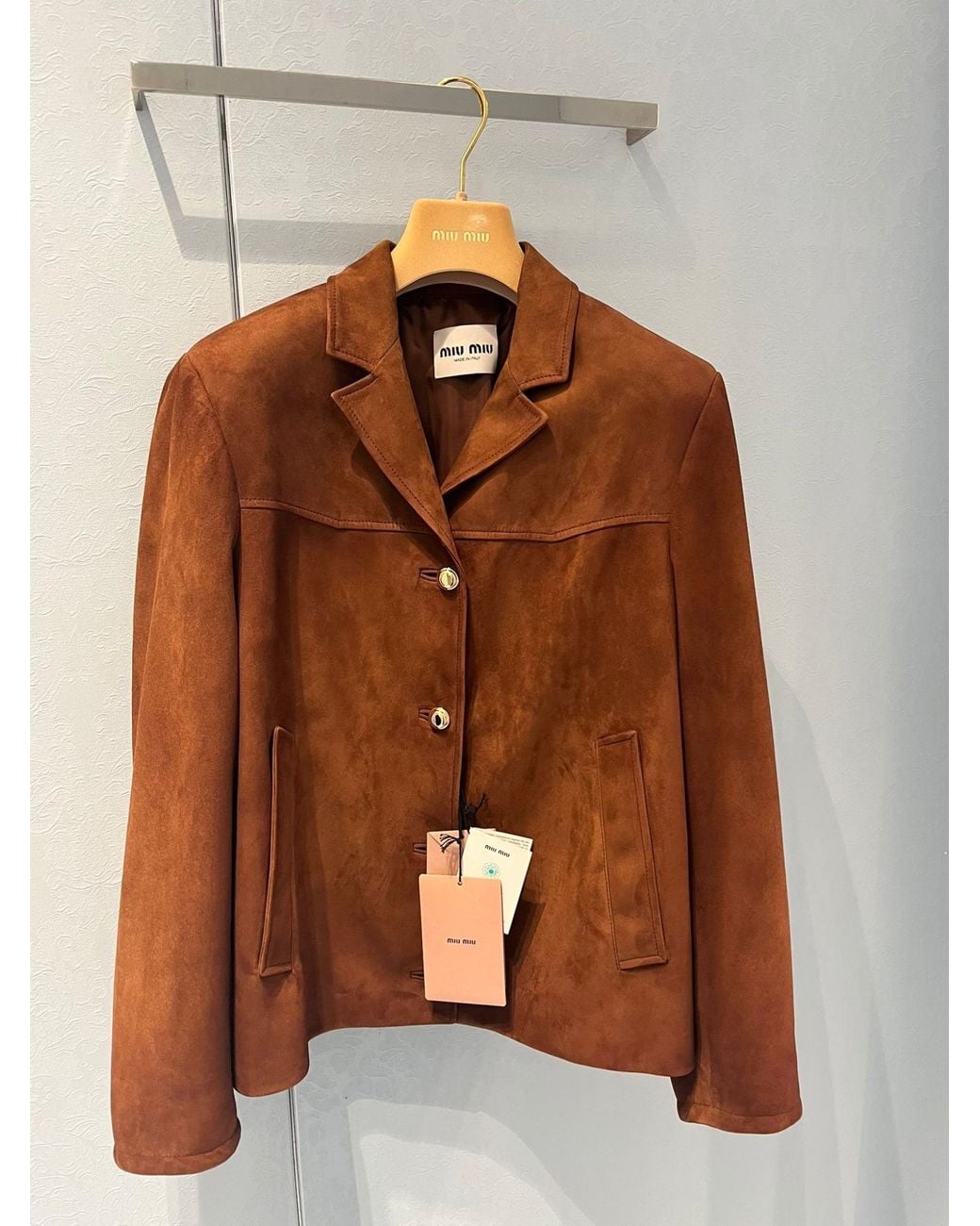 Miu Miu Brown Long-Sleeved Button-Up Jacket